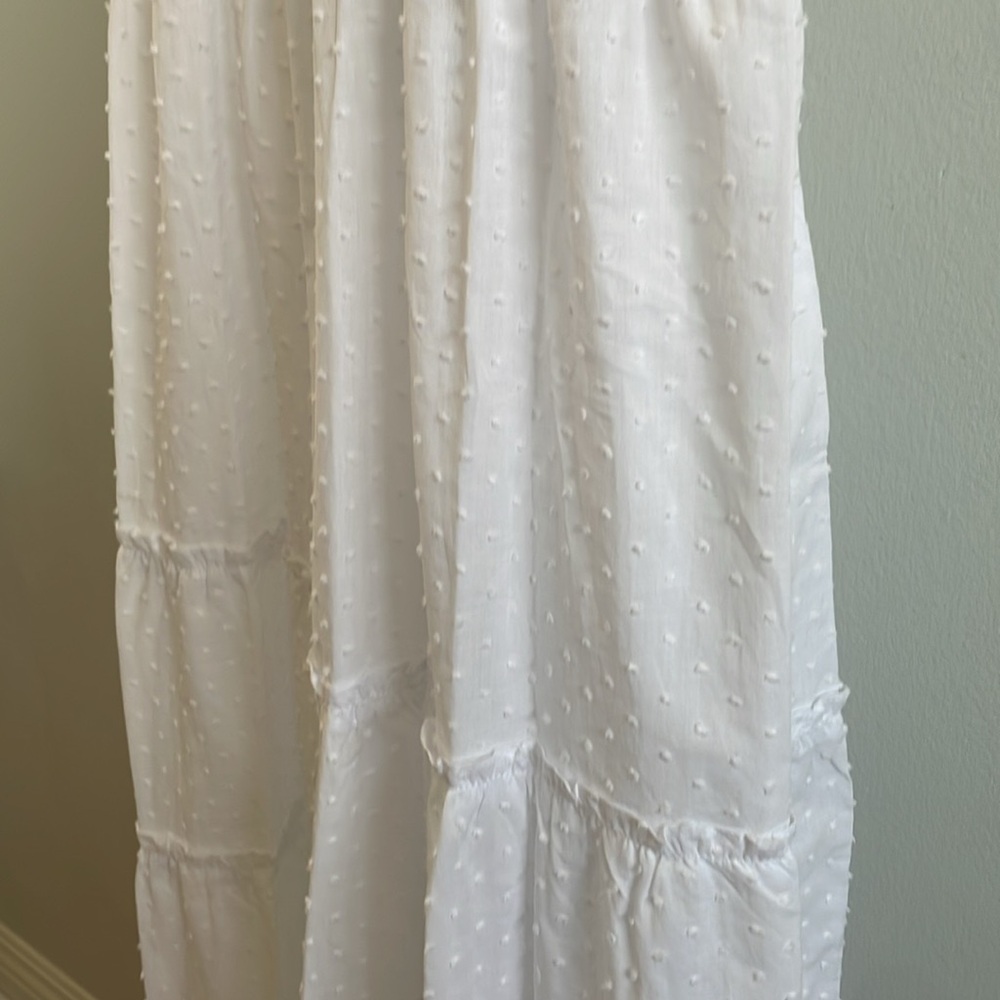 The Ellie Nap Midi Ruffle Dress in Dreamy Sheer White Swiss Dot Size XS - Picture 12 of 14